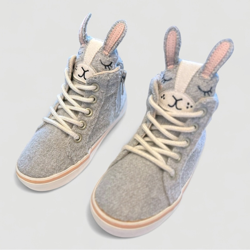 Old Navy Gray Bunny High Top Zip Sneakers – Size 6 Girls - Picture 2 of 3